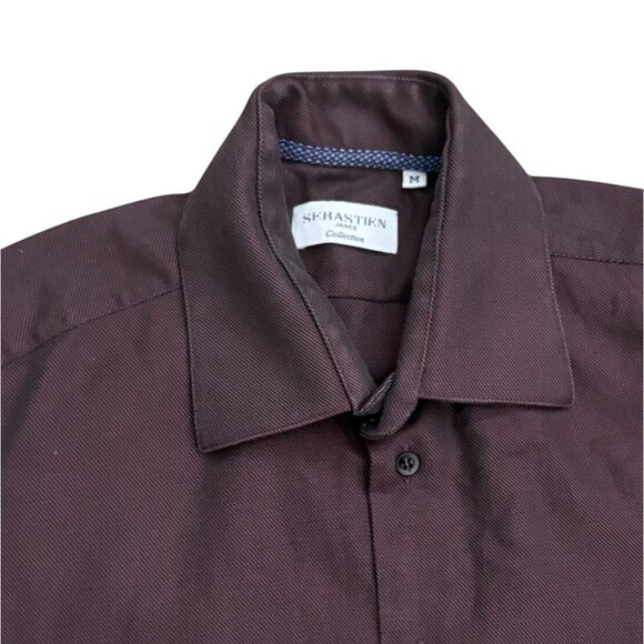 Sebastien James Collection Mens Button Front Shirt-Brown-Medium-GUC - Picture 3 of 6